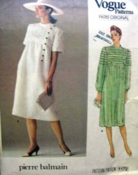 1172 Vogue P BALMAIN 70s UNCUT TUCK ASYMMETRIC A-DRESS PATTERN 14 uncut